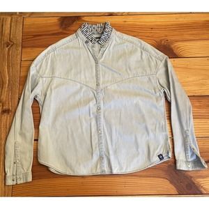 Scotch & Soda Bandanarama Pearl Snap Buttons Women’s Chambray Drop Shoulder Top